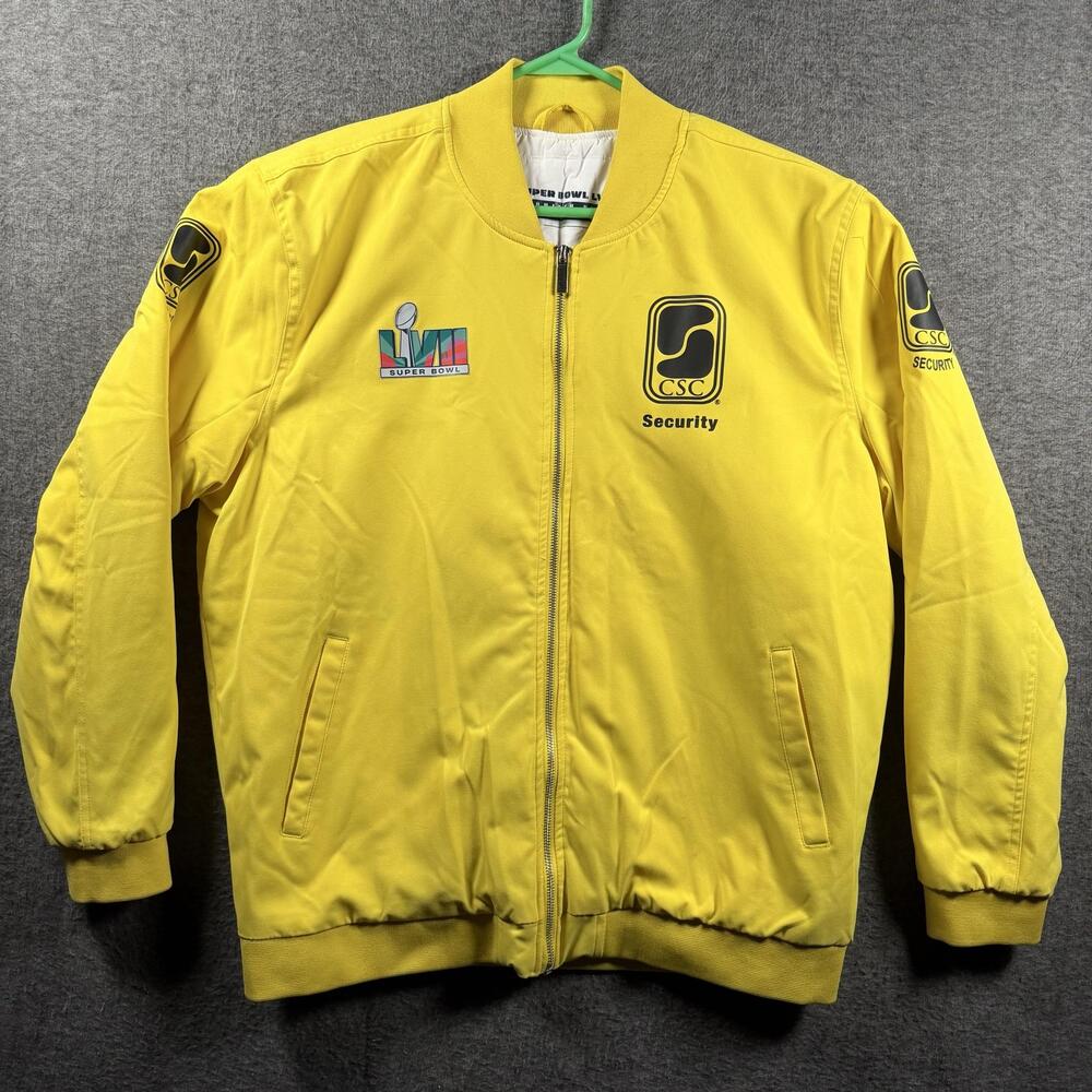 Super Bowl LVII Jacket Mens XL Yellow NFL Football CSC Security Bomber